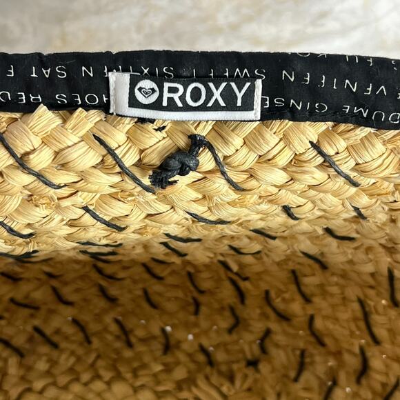 ROXY Straw Oversize Tote Bag With Double Handles Tie Closure - Picture 12 of 14